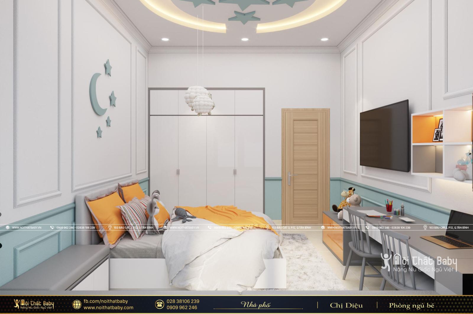 Thiết kế nội thất phòng ngủ bé trai hiện đại tại Vĩnh Long